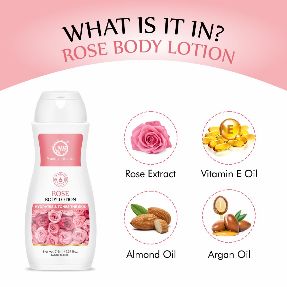 Rose Body Lotion for Deep Moisturizing, Hydration & Nourishment - 218ml