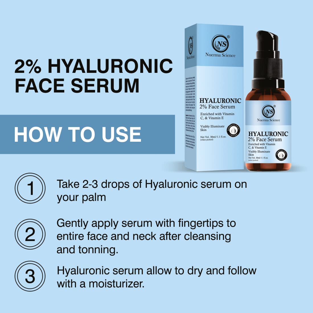 Hyaluronic Acid Face Serum with Vitamin C & E — Deep Hydration & Anti-Aging (30ml)
