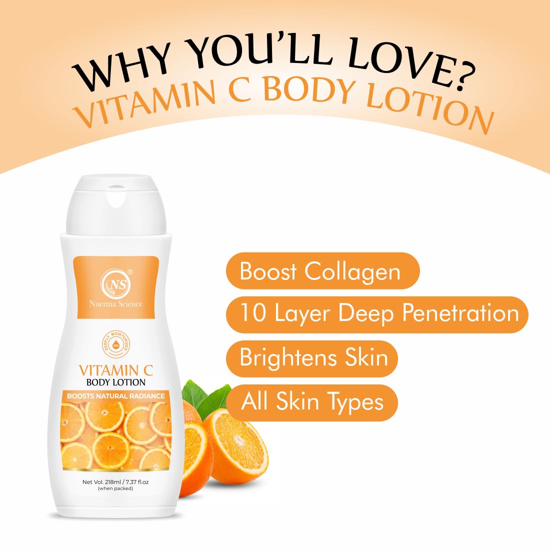 Vitamin C Moisturizing Body Lotion | Deep Hydrating & Nourishing Body Lotion - 218ml