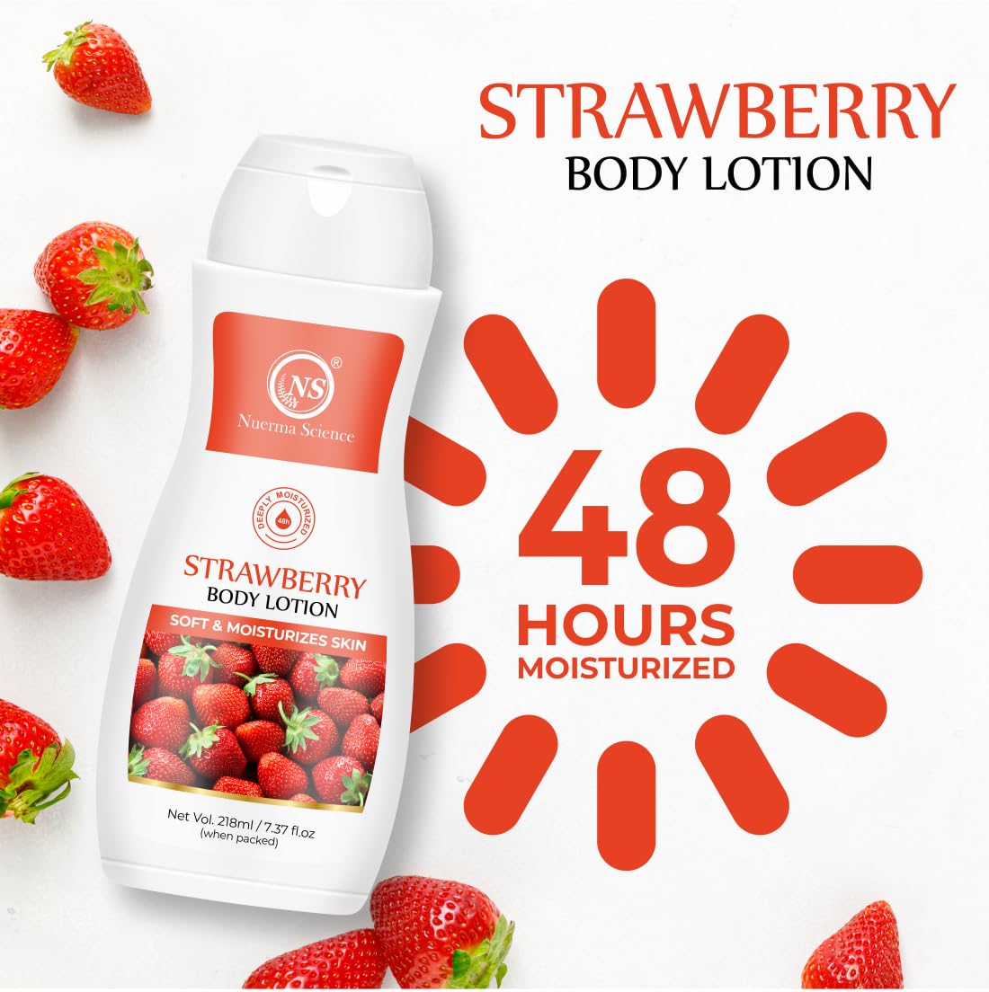 Strawberry Body Lotion for Deep Skin Hydration & Moisturization - 218ml