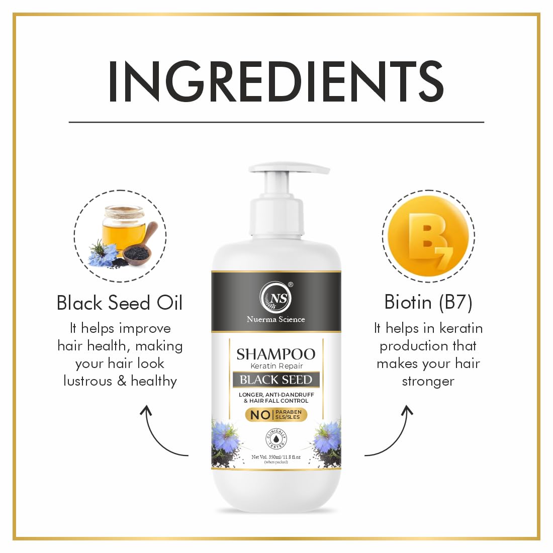 Sulphate Free Keratin Repair Black Seed Shampoo For Keratin Botox and Coloured Hair - 350ml