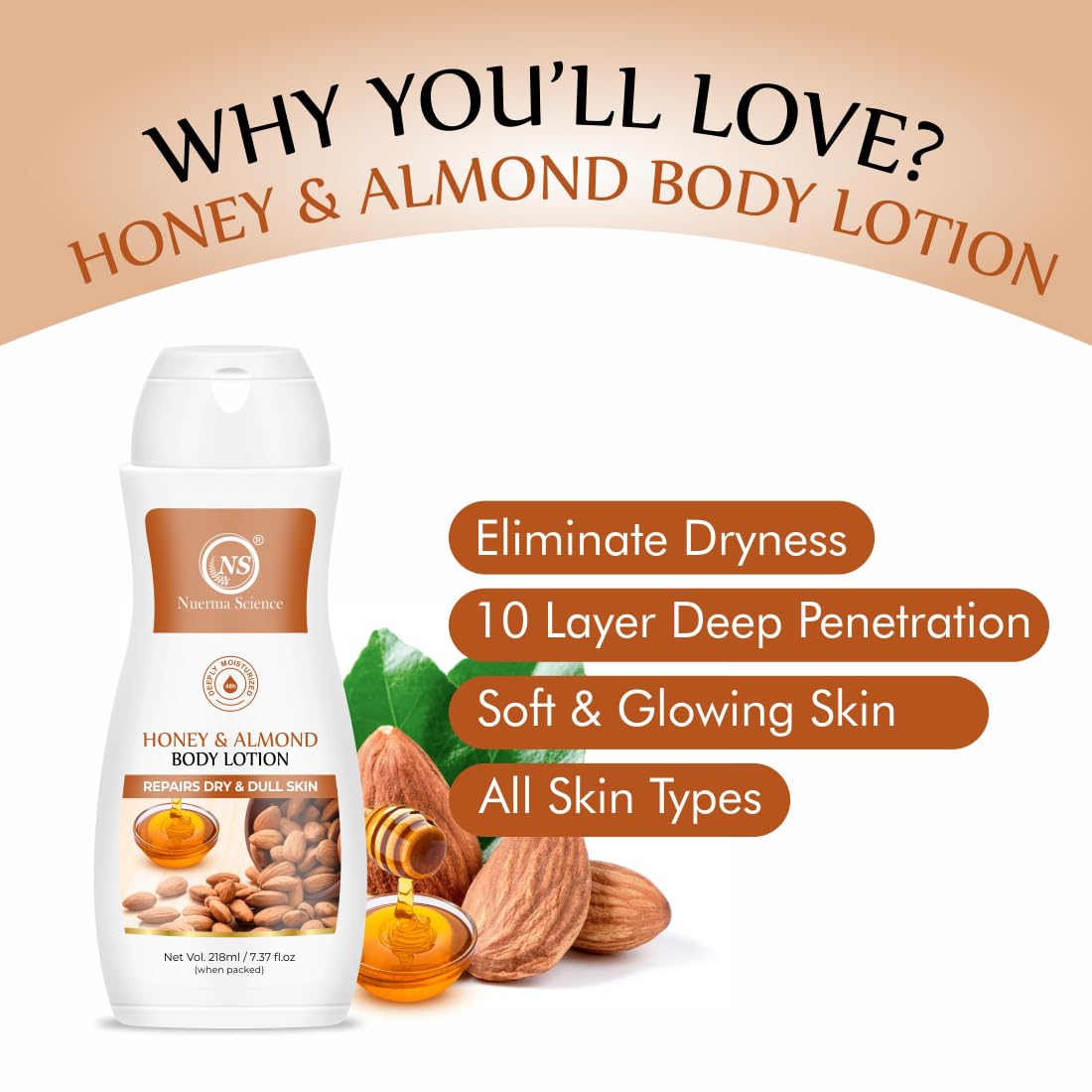 Honey Almond Advanced Nourishing Body Lotion | Deep Hydrating Moisturizer - 218ml