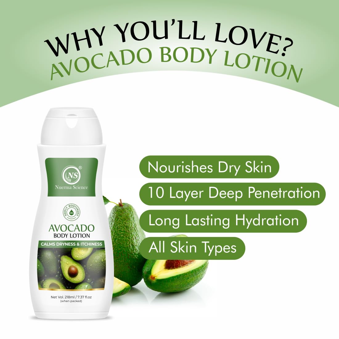 Avocado Moisturizing Body Lotion for Dry & Sensitive Skin with 24 hr Nourishment - 218ml
