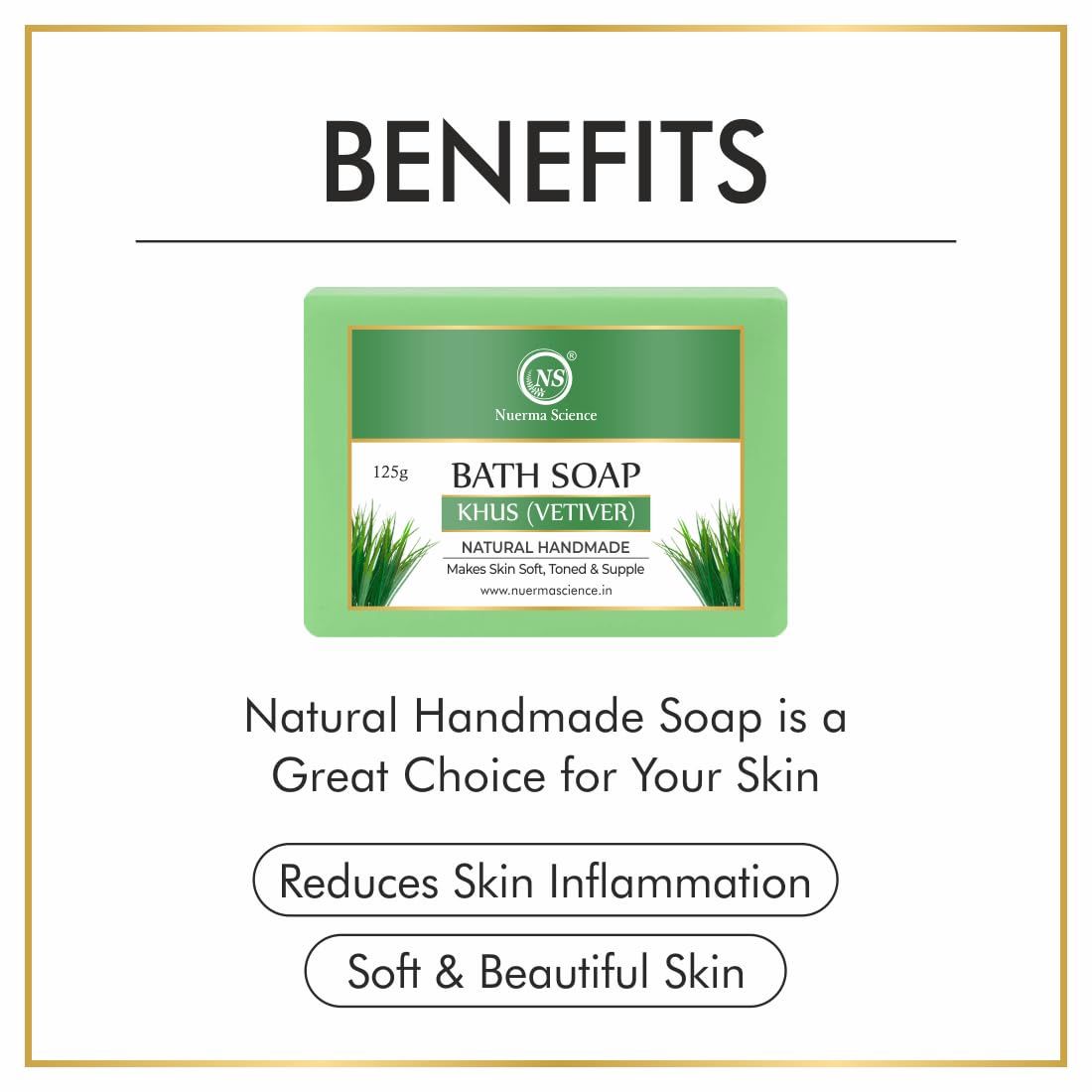 Khus Vetiver Bath Soap | Makes skin soft, toned & supple