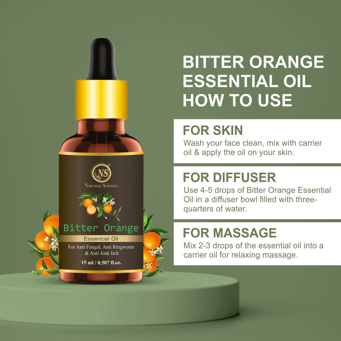 Bitter Orange Essential Oil For Anti Fungal & Aromatherapy - 15ml
