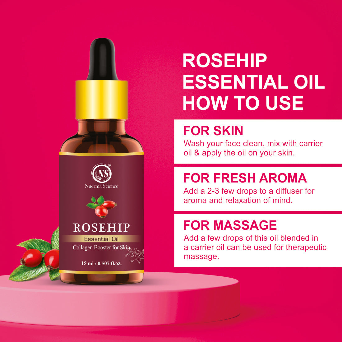 Rosehip Essential Oil For Anti-Aging - 15ml