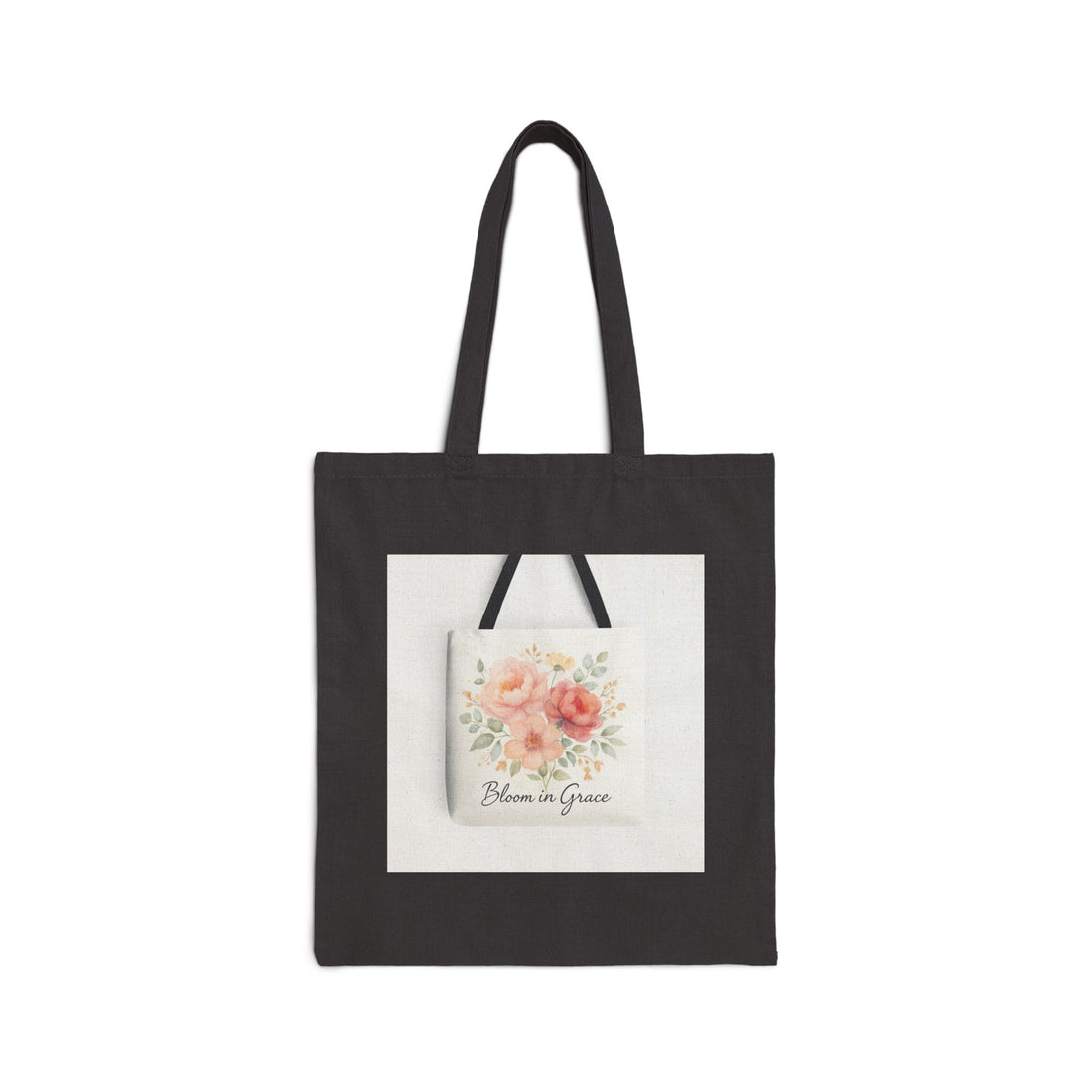 Bloom in Grace Canvas Tote Bag – Floral Vintage Rose Market Bag