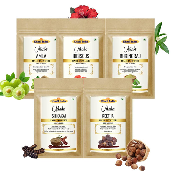 Amla Reetha Shikakai Bhringraj Hibiscus Hair Powder Combo (Pack of 5, 500g)