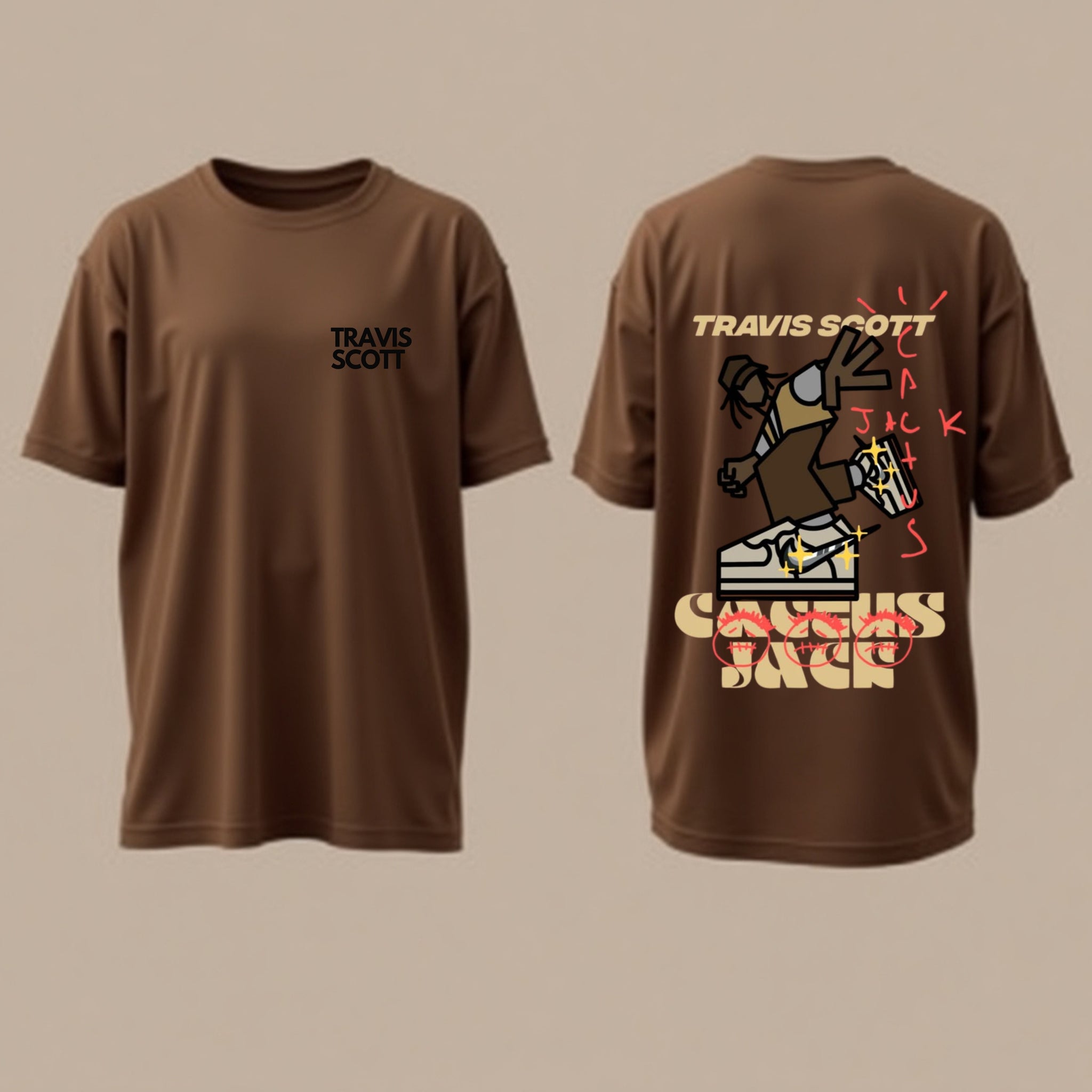 Cactus Back Graphic T-Shirt – Travis-Inspired Brown Edition