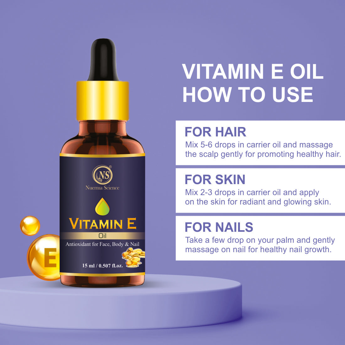 Vitamin E Essential Oil for Face & Body - 15ml