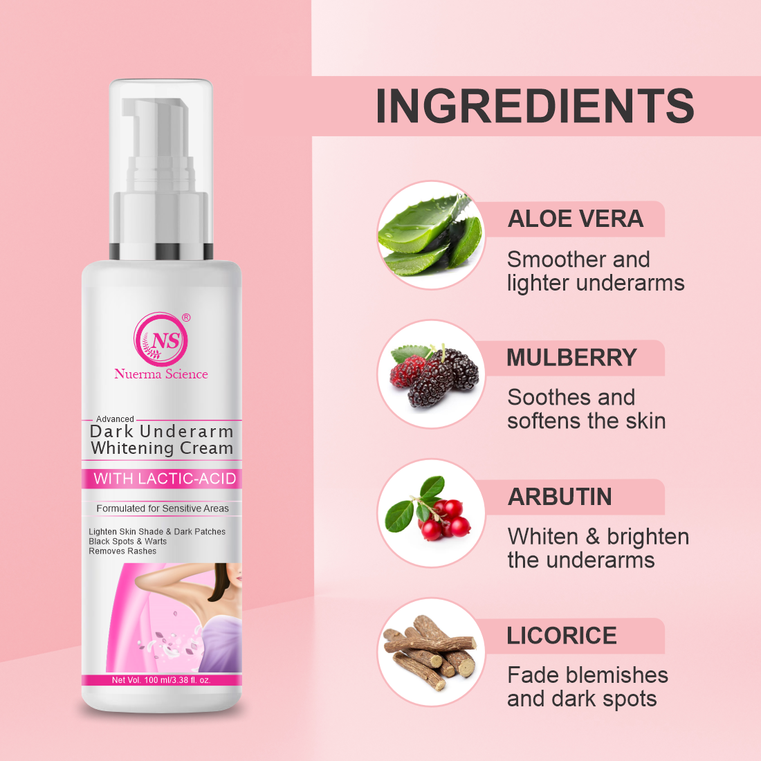 Advanced Dark Underarm Whitening Cream with Lactic Acid - 100ml
