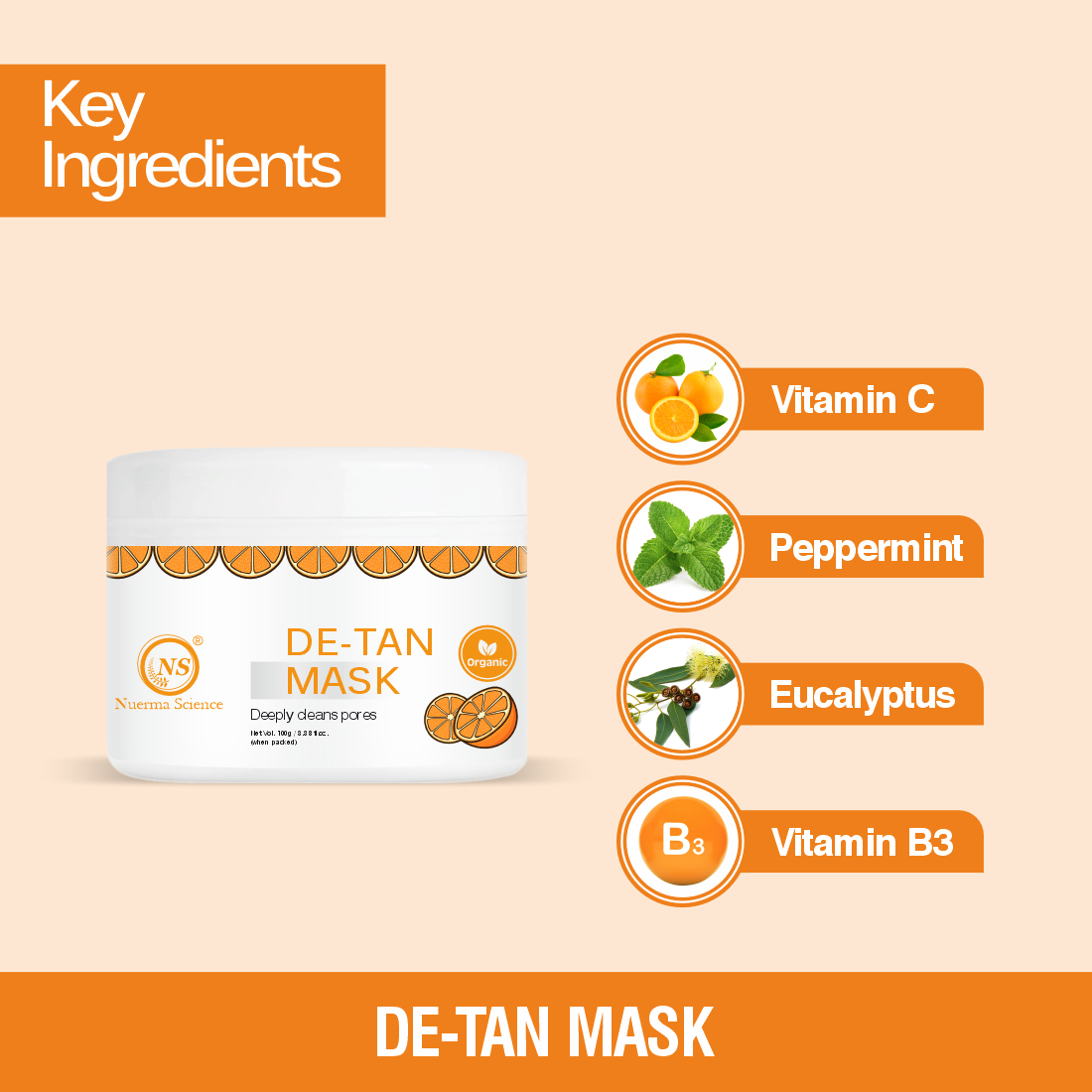 De-Tan Face Mask | Treats Pigmentation & Restores Natural Glow - 100gm