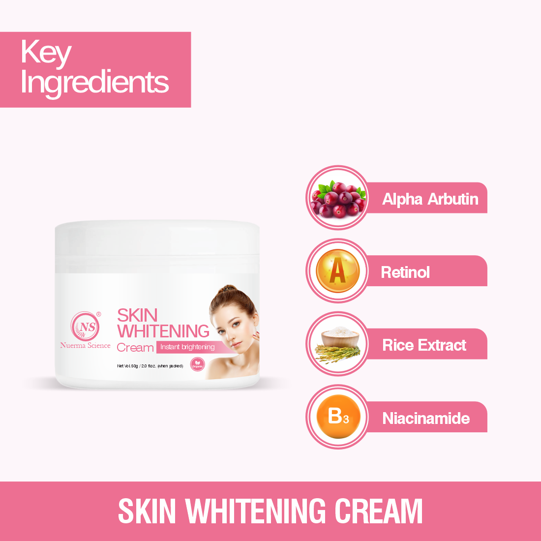 Skin Whitening Cream for Instant Luminous Complexion - 50gm