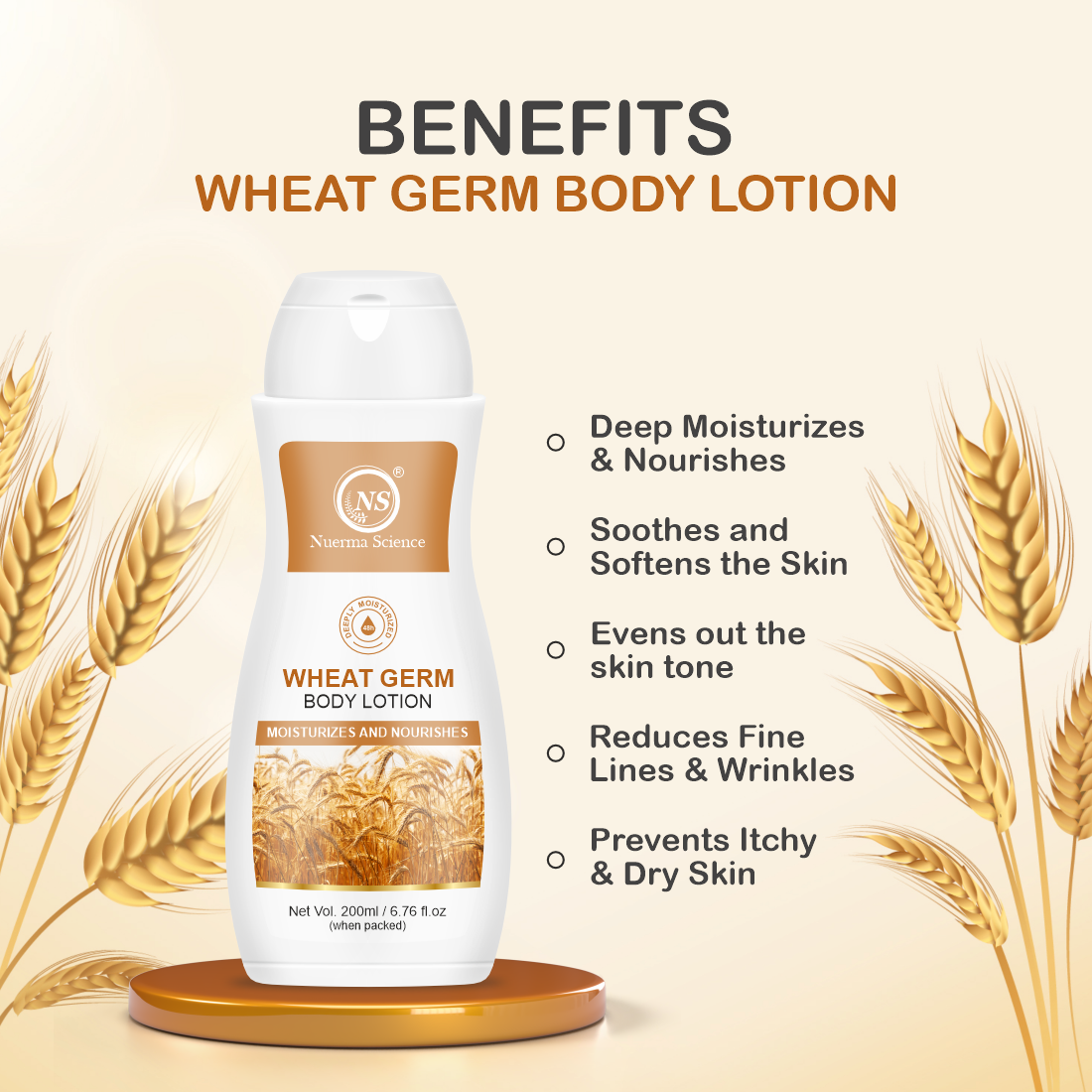 Wheat Germ Body Lotion to Moisturize & Nourishes Skin - 200ml