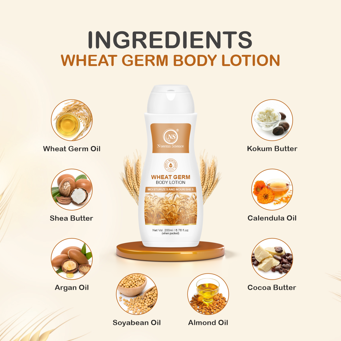Wheat Germ Body Lotion to Moisturize & Nourishes Skin - 200ml