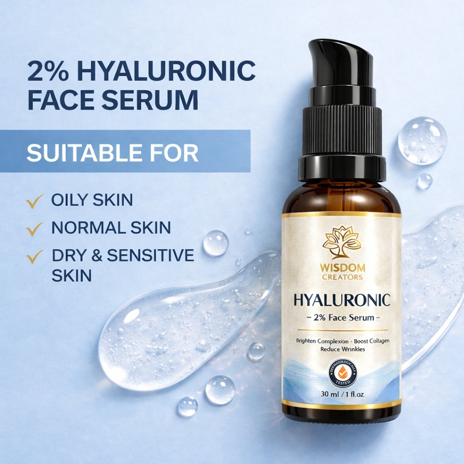 Hyaluronic Acid Face Serum with Vitamin C & E — Deep Hydration & Anti-Aging (30ml)
