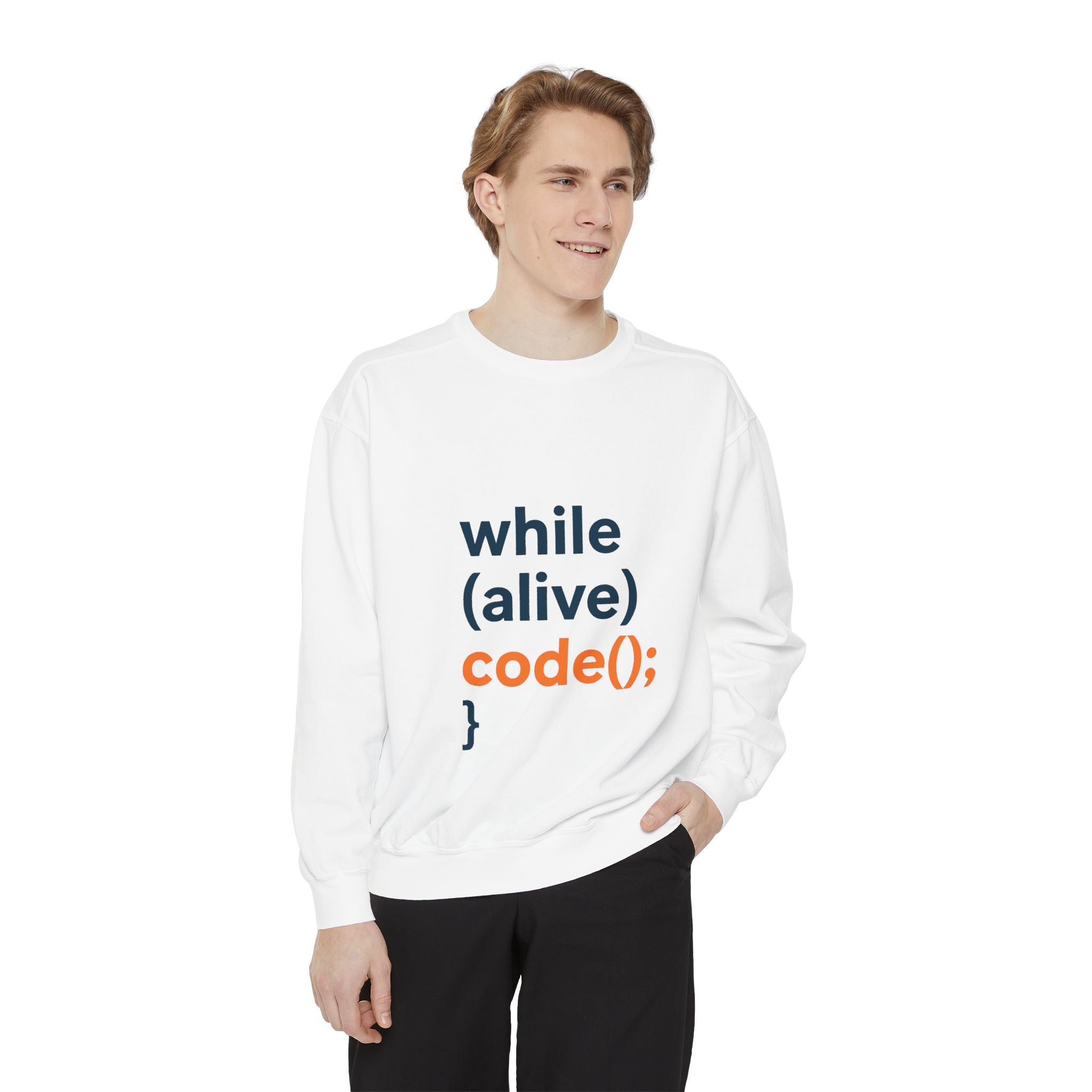 Programmer "while(alive) code();" Sweatshirt - Coder Tech Crewneck