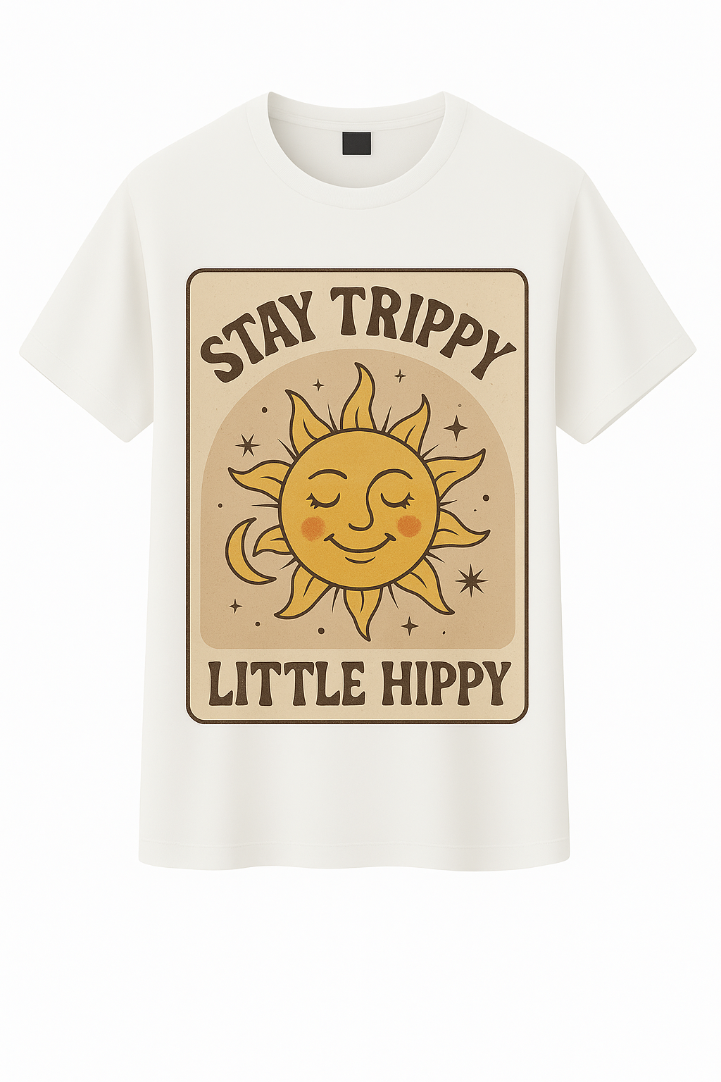 Stay Trippy Little Hippy – Retro Sun Graphic T-Shirt