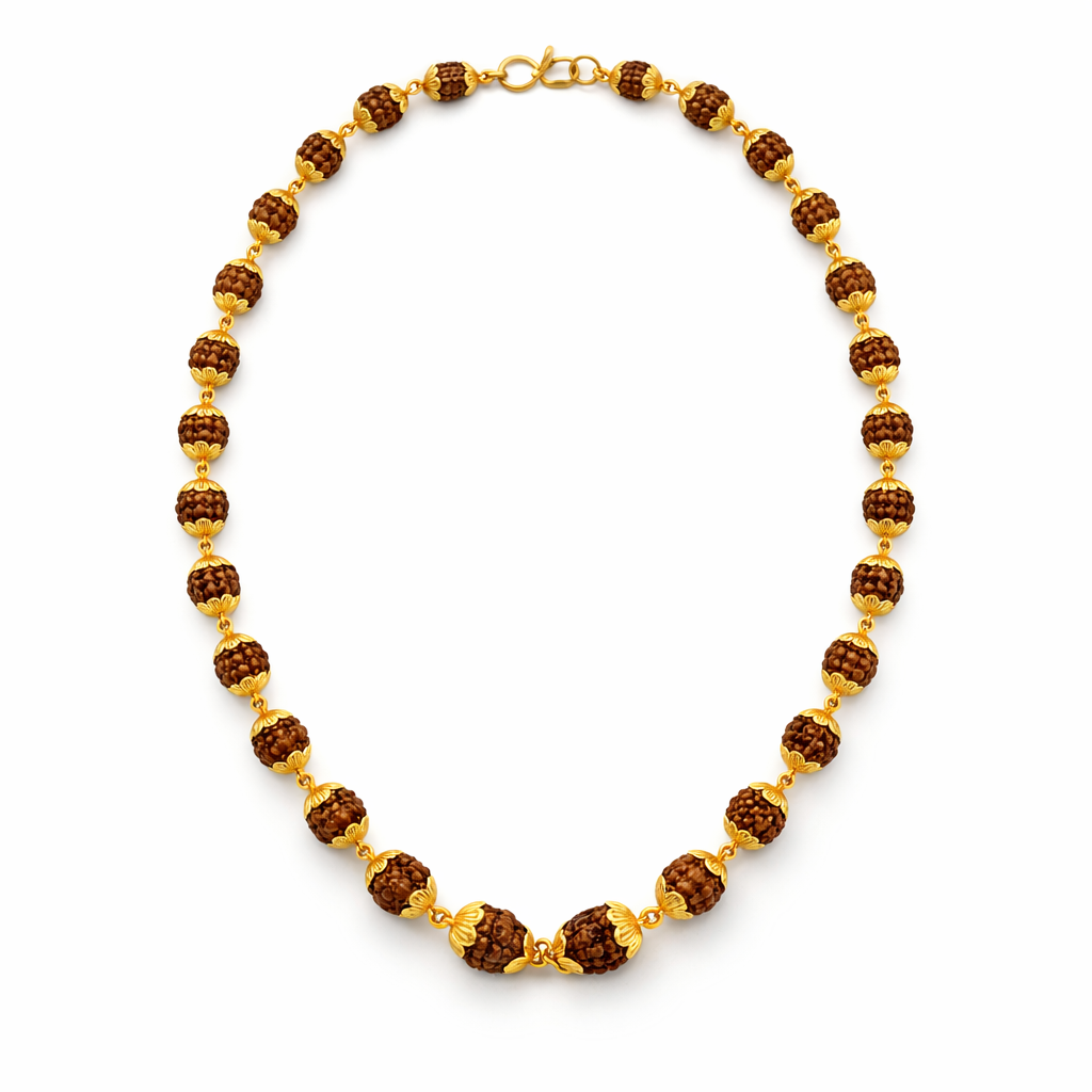 Gold-Plated Rudraksha Mala