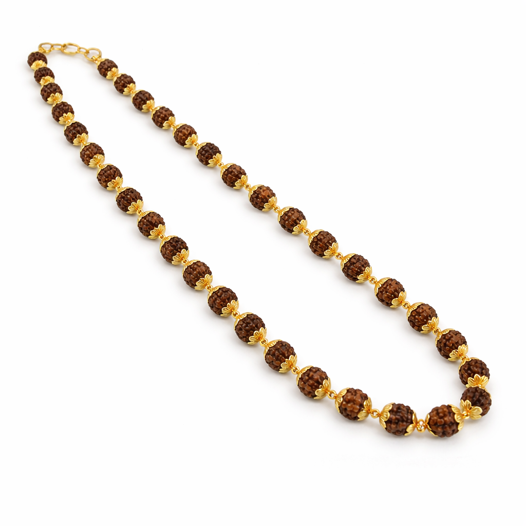 Gold-Plated Rudraksha Mala