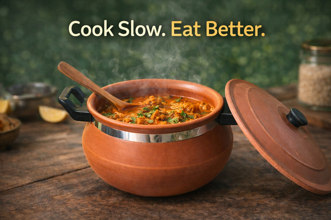 Handmade Terracotta Cooking Pot with Lid - Clay Biryani Handi