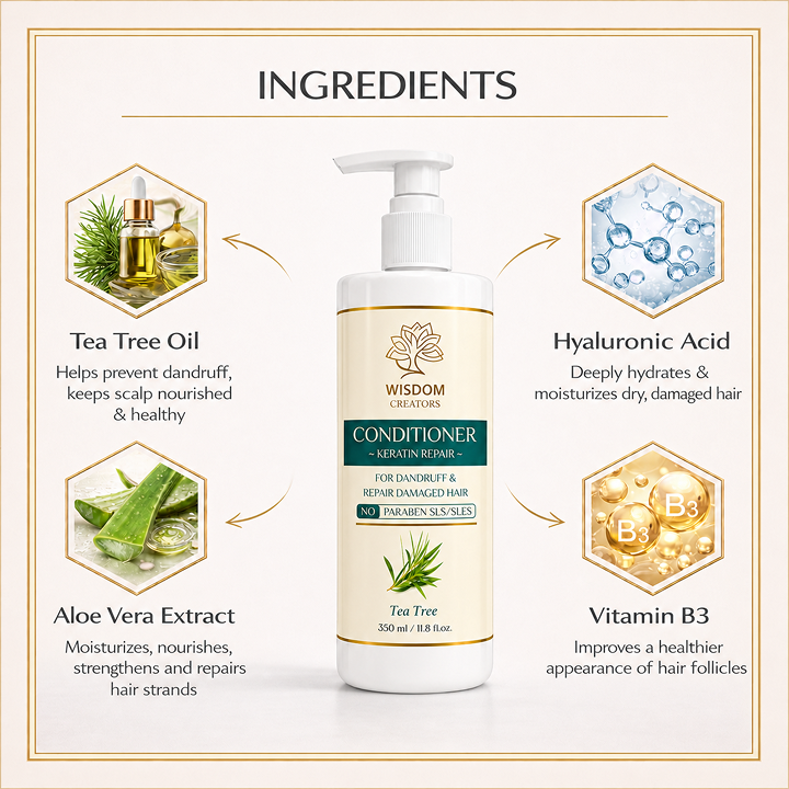 Tea Tree Conditioner 350ml - Keratin Repair & Frizz Control