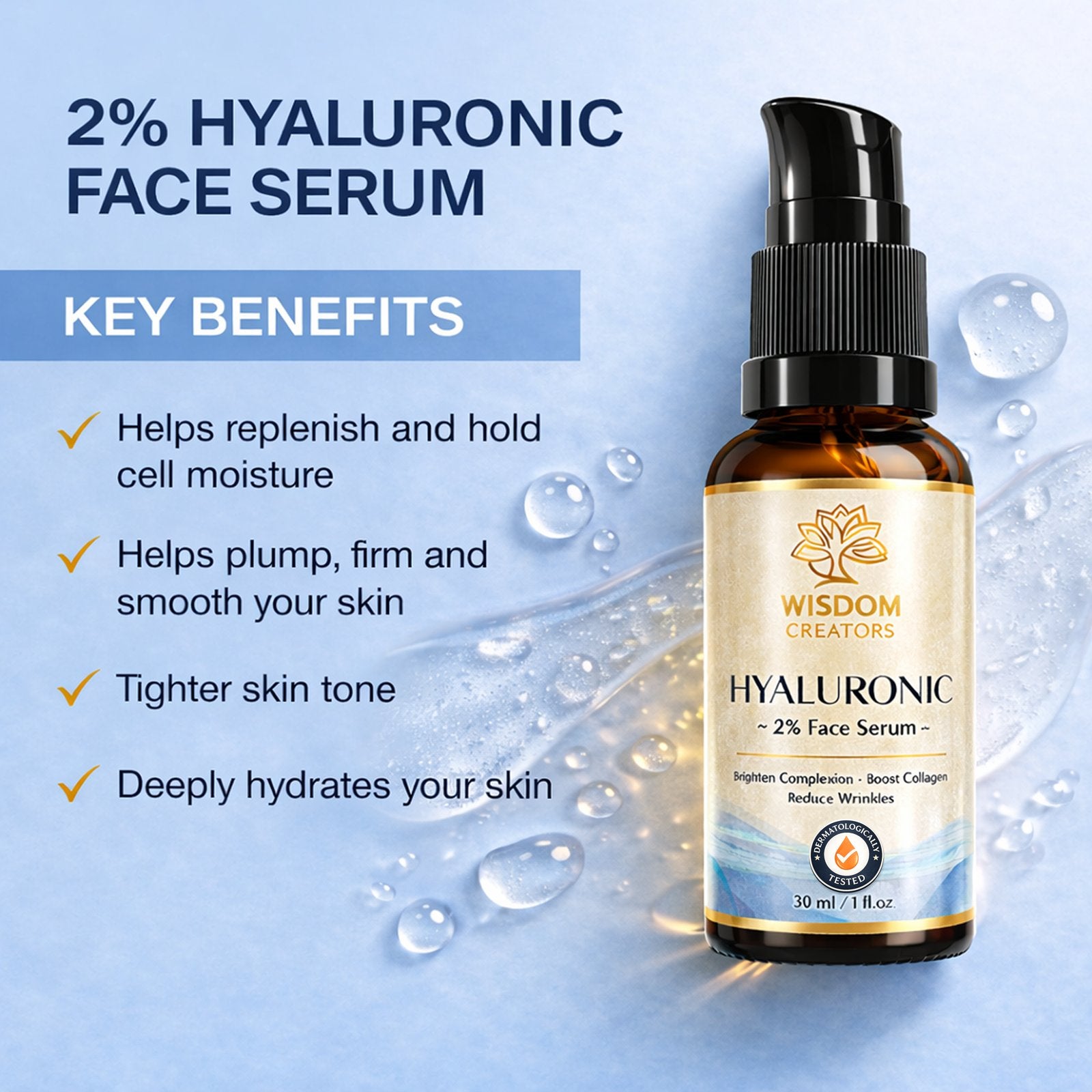 Hyaluronic Acid Face Serum with Vitamin C & E — Deep Hydration & Anti-Aging (30ml)