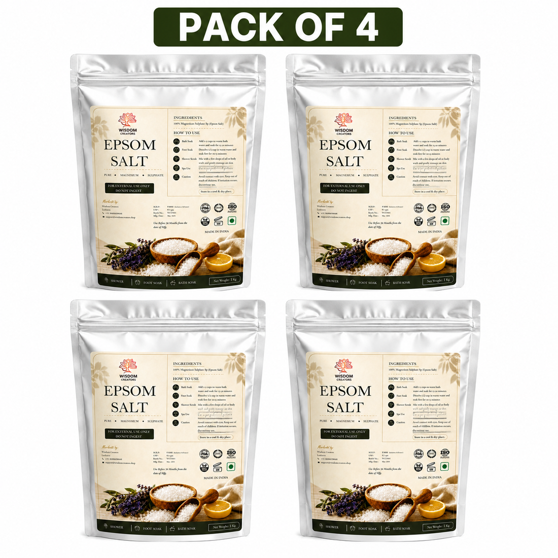 Epsom Salt Family Pack of 4 (4 x 1 Kg) — Wisdom Creators