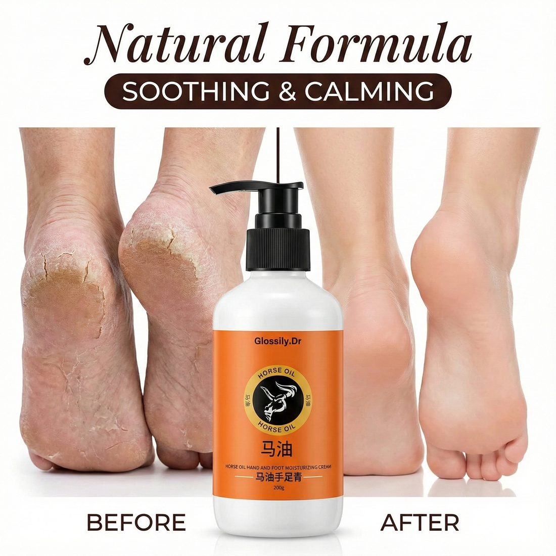 Foot Cream for Cracked Heels & Dry Skin | Horse Oil Healing Balm 200ml