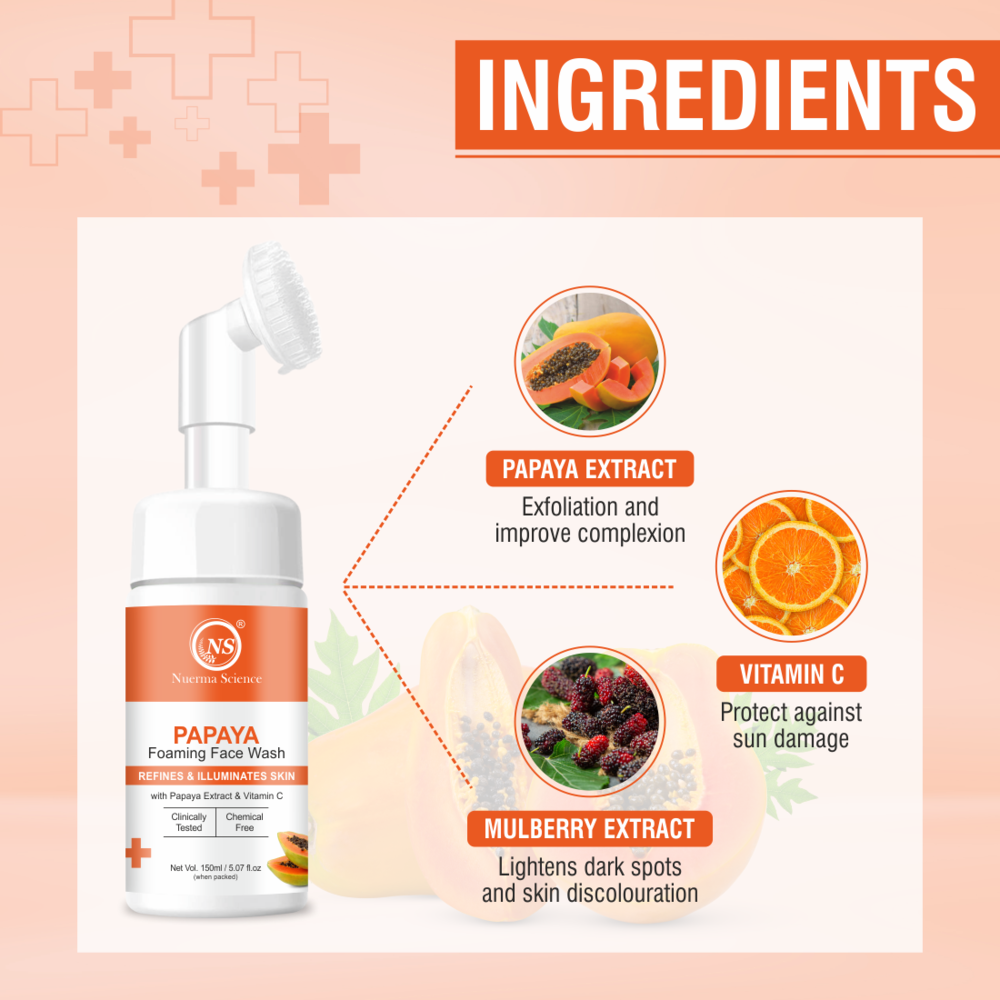 Papaya Foaming Face Wash | Brightens Skin Tone & Clears Blemishes - 150ml