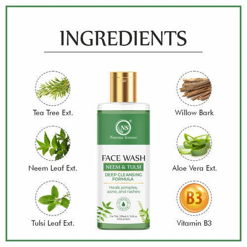 Neem & Tulsi Face Wash | Deep Cleansing Formula to Heal Pimples, Acne & Rashes - 200ml