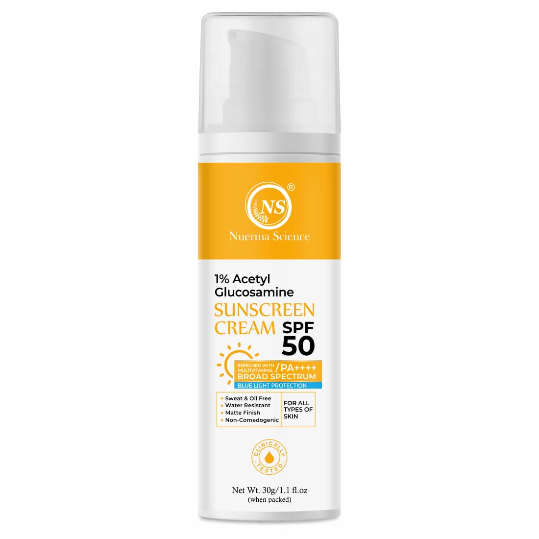 Sunscreen Cream SPF 50 PA++++ with Multivitamins — Broad Spectrum UV & Blue Light Protection (30g)