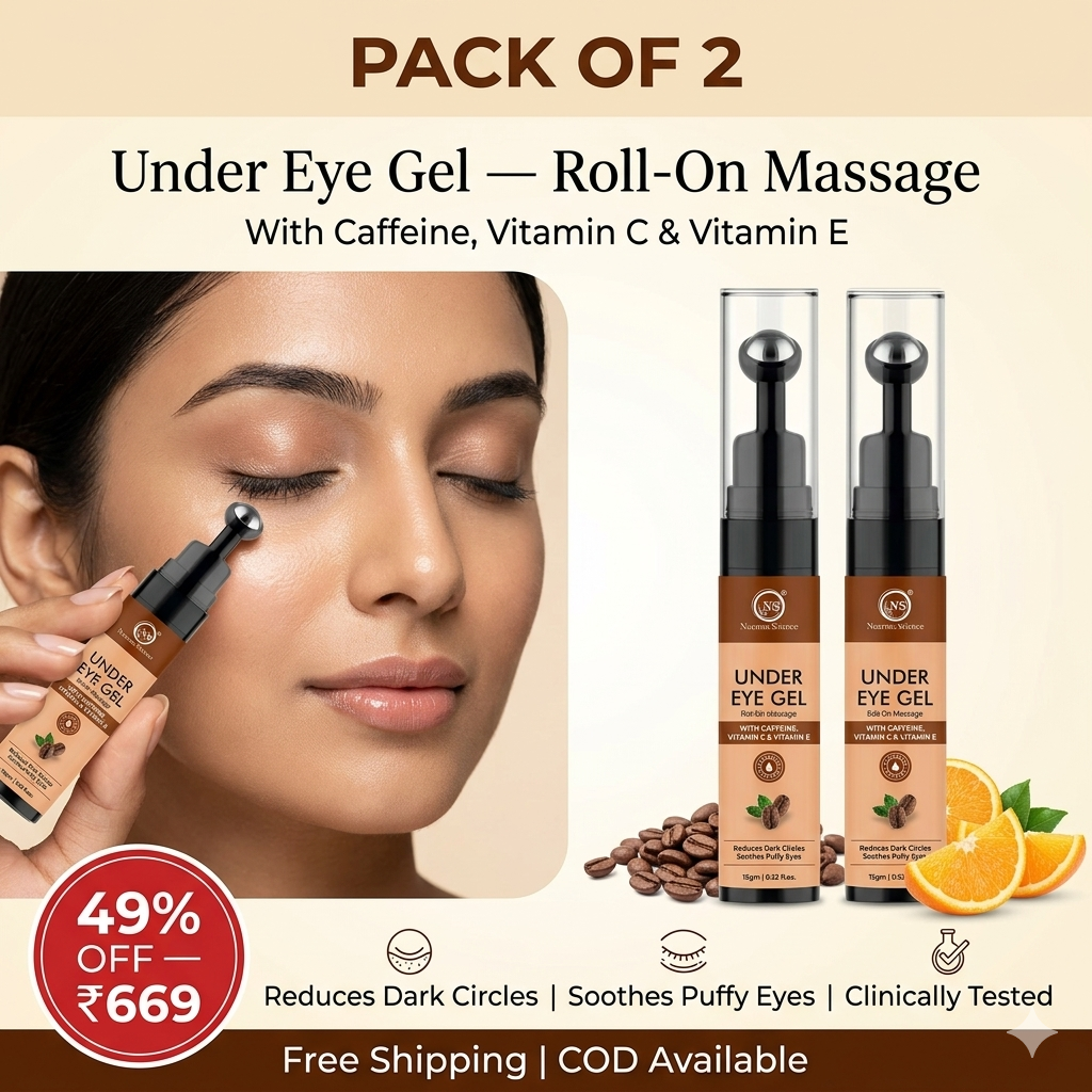 Under Eye Gel with Vitamin C, E & Caffeine - Dark Circle Remover (Pack of 2)