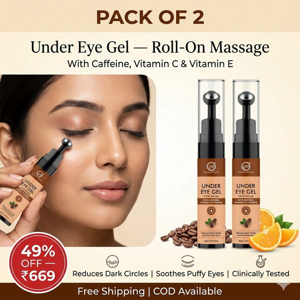 Under Eye Gel with Vitamin C, E & Caffeine - Dark Circle Remover (Pack of 2)