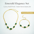 Oval Green Crystal Pendant Necklace Set With Bracelet