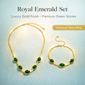 Oval Green Crystal Pendant Necklace Set With Bracelet