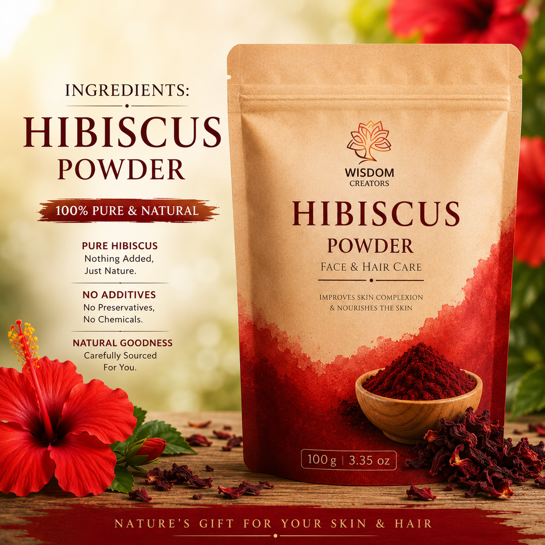 Wisdom Creators Hibiscus Powder 100g for hair & skin