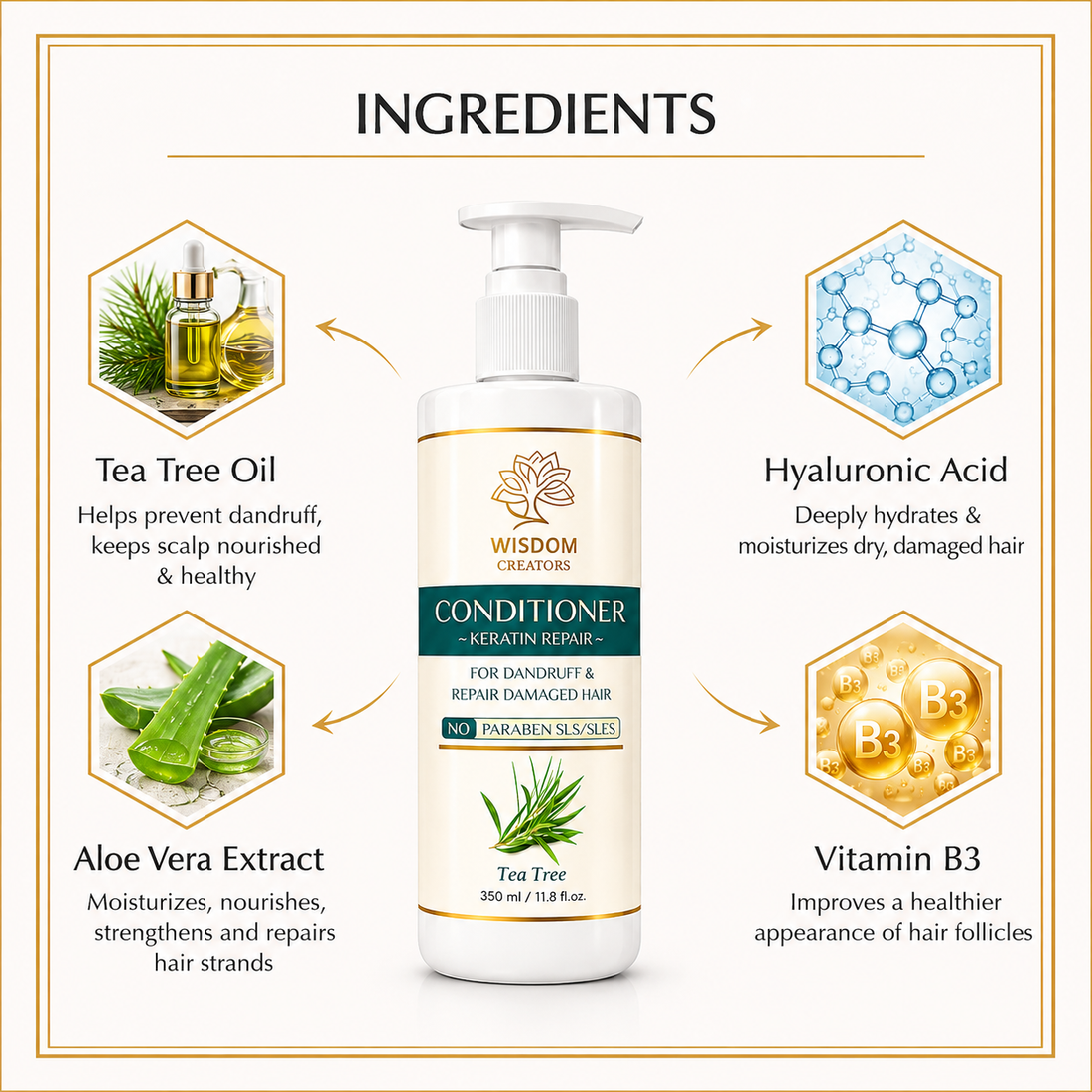 Wisdom Creators Tea Tree Conditioner 350ml keratin repair