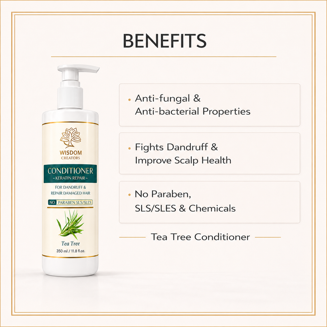 Tea Tree Conditioner 350ml - Keratin Repair & Frizz Control