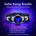 Zodiac Constellation Braided Design Black Leather Bracelet Adjustable